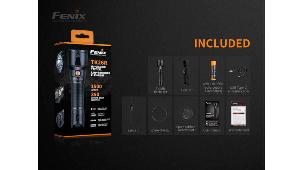 Fenix TK 26R Tactical Flashlight, TK26RSBK