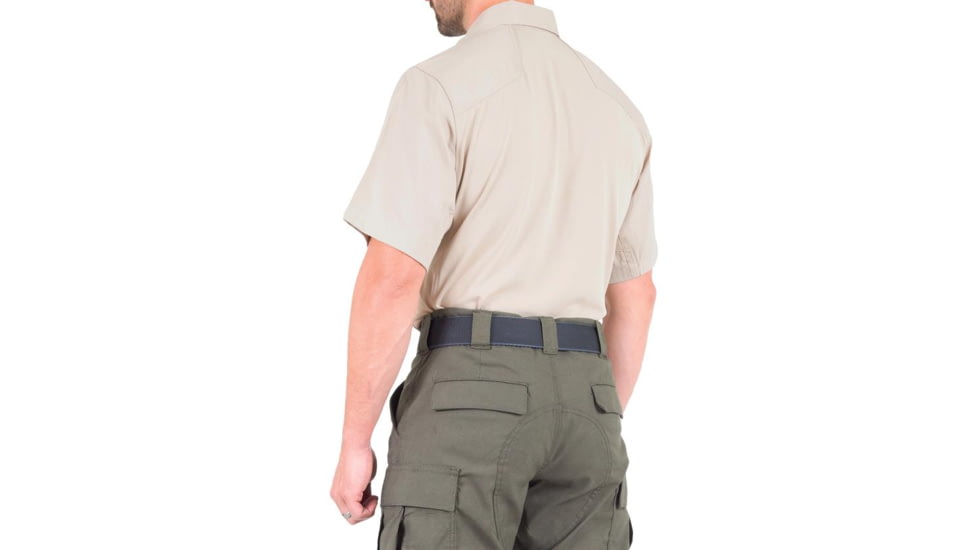 First Tactical V2 Pro Performance Short Sleeve Shirt - Mens, Khaki, Large, R, 112012-055-L-R