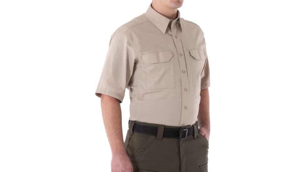 First Tactical V2 Tactical Short Sleeve Shirt - Mens, Khaki, Large, R, 112007-055-L-R