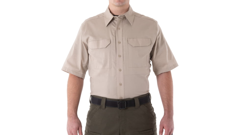 First Tactical V2 Tactical Short Sleeve Shirt - Mens, Khaki, Large, R, 112007-055-L-R