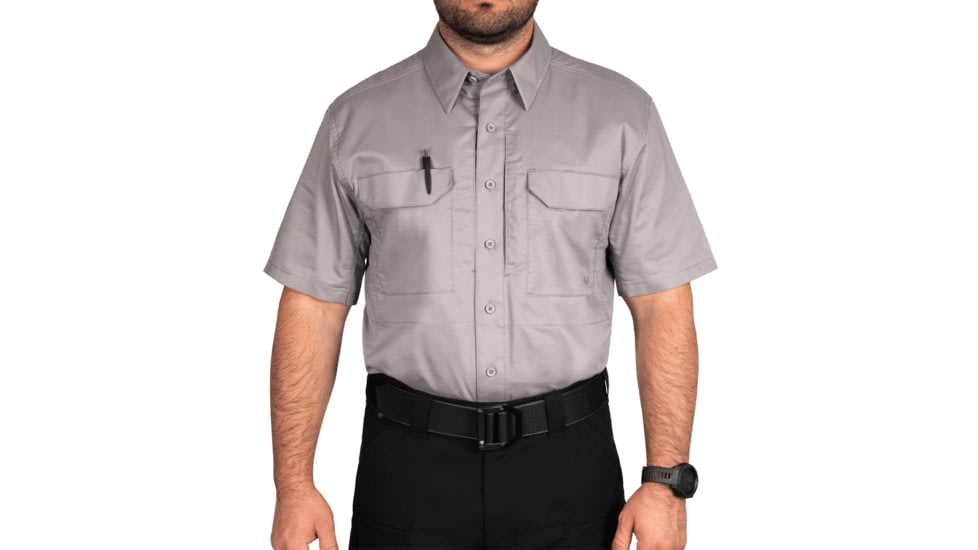 First Tactical V2 Tactical Short Sleeve Shirt - Mens, Regular, Nickel Gray, Extra Large, 112007-083-XL-R