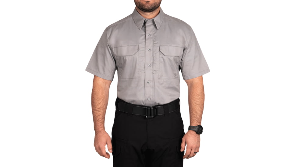First Tactical V2 Tactical Short Sleeve Shirt - Mens, Regular, Nickel Gray, Extra Large, 112007-083-XL-R