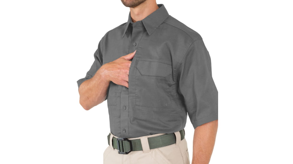 First Tactical V2 Tactical Short Sleeve Shirt - Mens, Wolf Grey, Extra Large, R, 112007-036-XL-R