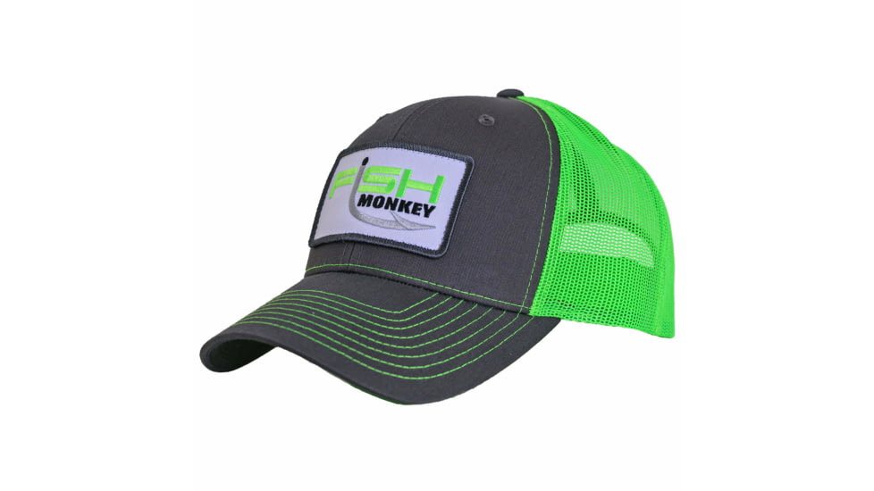 Fish Monkey Hat Mr Patch, Charcoal/Neon Green, One size, FM77-CHNG