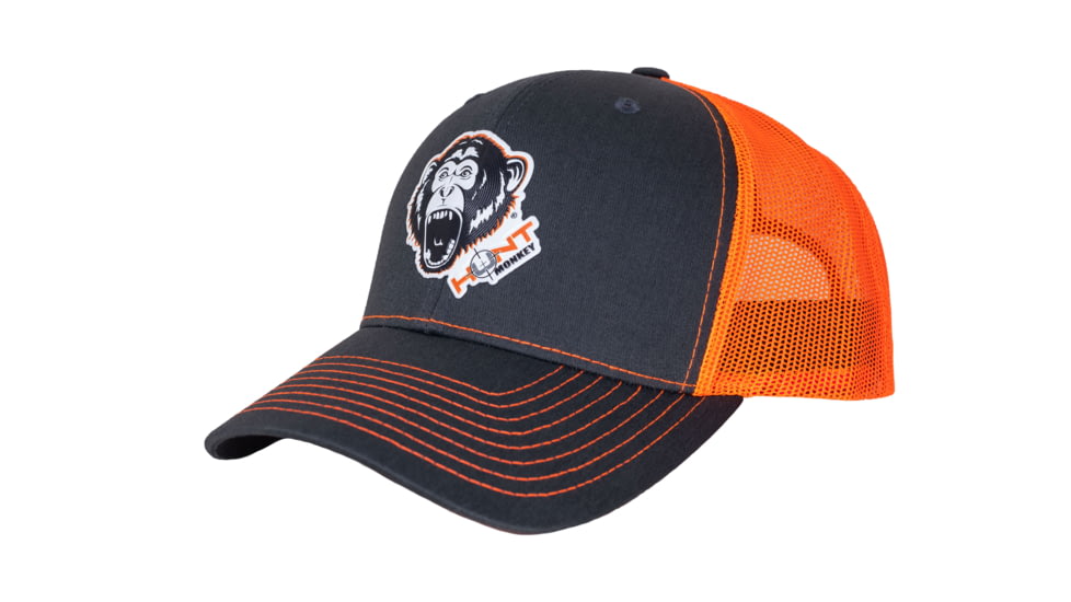 Fish Monkey Hunt Poly Press Hat, Char/Orange, One size, HM803-CHOR