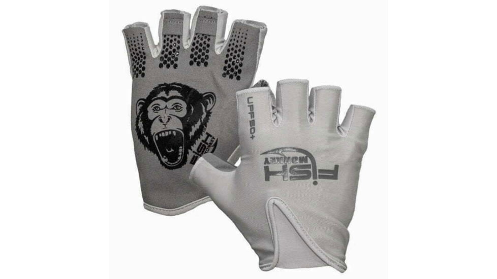 Fish Monkey Stubby Guide Gloves, Lite Grey, S, FM18-LTGREY-S