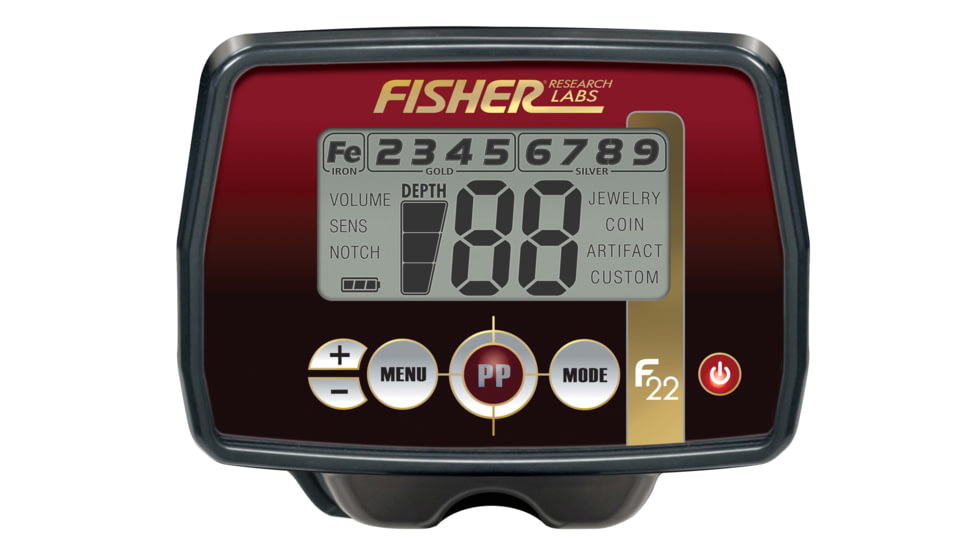 Fisher F22 Weatherproof Metal Detector, Black, Standard, F22