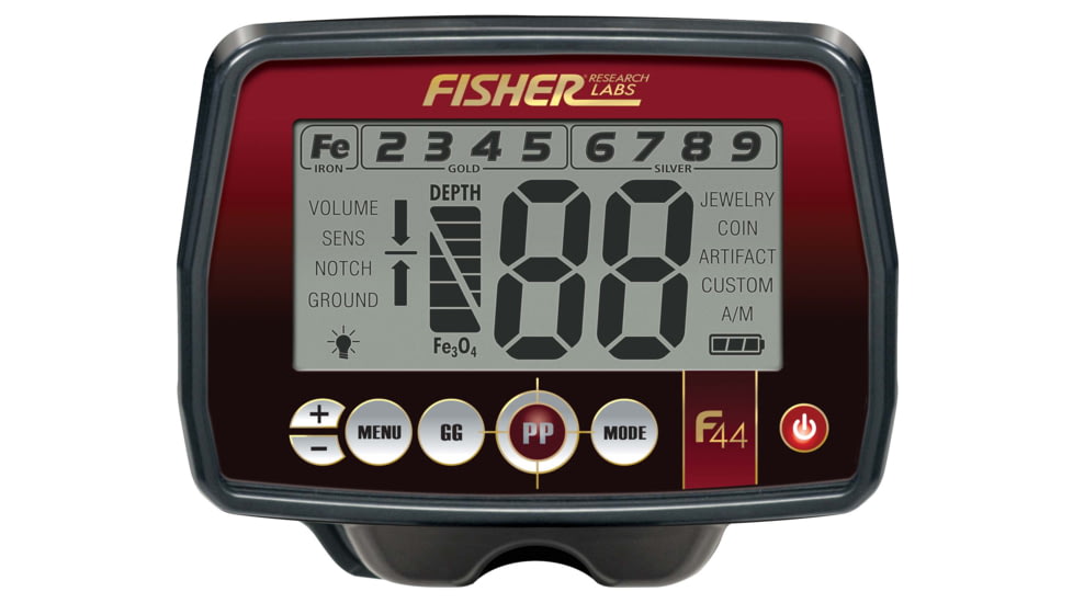 Fisher F44 Weatherproof Metal Detector, Black, Standard, F44