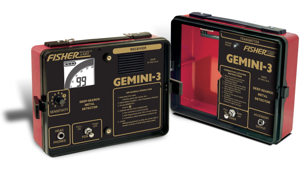 Fisher Gemini-3 Metal Detector, Black, Standard, GEMINI3