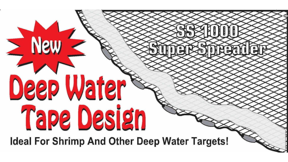 Fitec GS1000 Ultra Spreader Cast Net Clear Mono 1/2" Mesh w/Tape 7' 1Lb Lead Per Foot, 12070