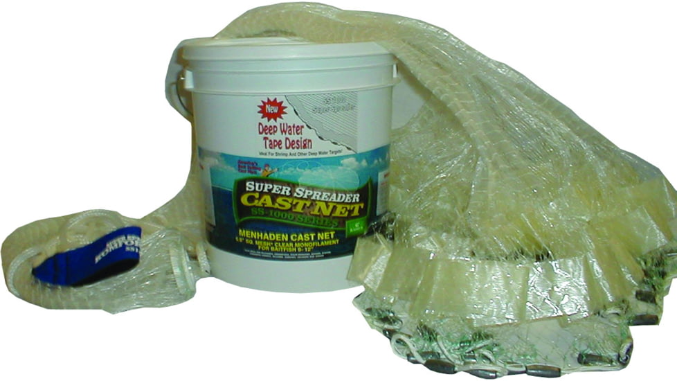 Fitec GS1000 Ultra Spreader Cast Net w/Tape Clear Mono Lead 5/8" Mesh, 6', 11760