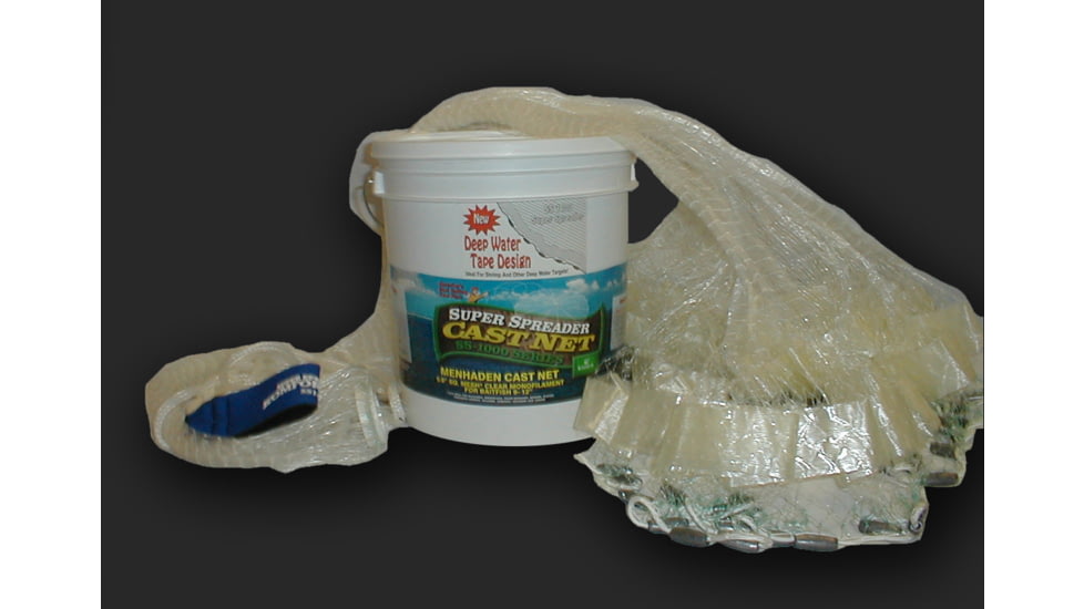 Fitec GS1500 Ultra Spreader Cast Net Clear Mono 5/8" Mesh w/Tape 10' 1.5Lb Lead Per Foot, 11910