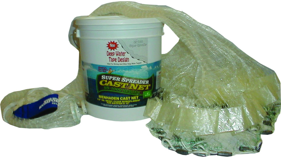 Fitec GS1500 Ultra Spreader Cast Net Clear Mono 5/8" Mesh w/Tape 12' 1.5Lb Lead Per Foot, 11912