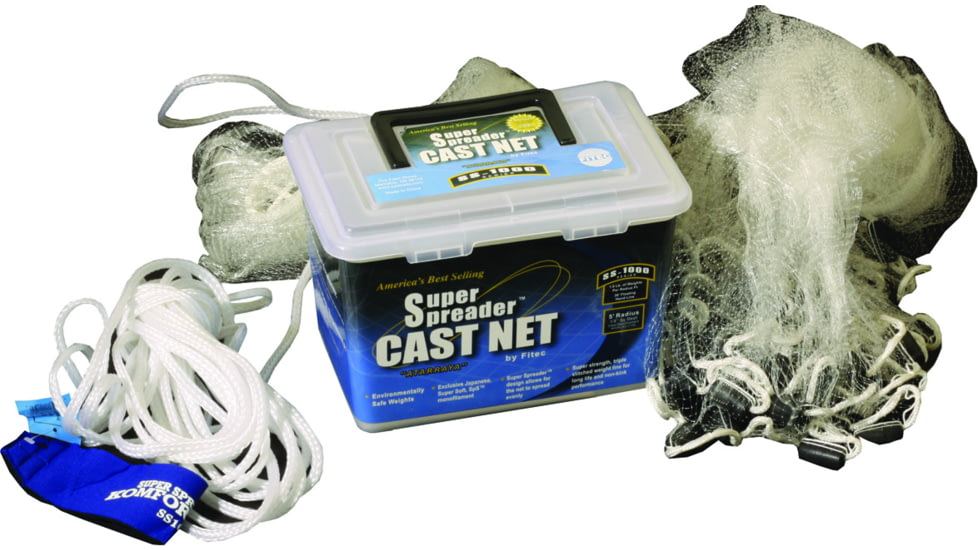 Fitec SS1000 Super Spreader Cast Net Clear Mono 1/2" Mesh, 7' Coated Steel, 11270