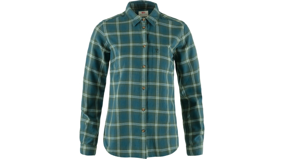 Fjallraven Ovik Flannel Shirt - Womens, Deep Sea/Deep Patina, 2XS, F89833-574-679-XXS