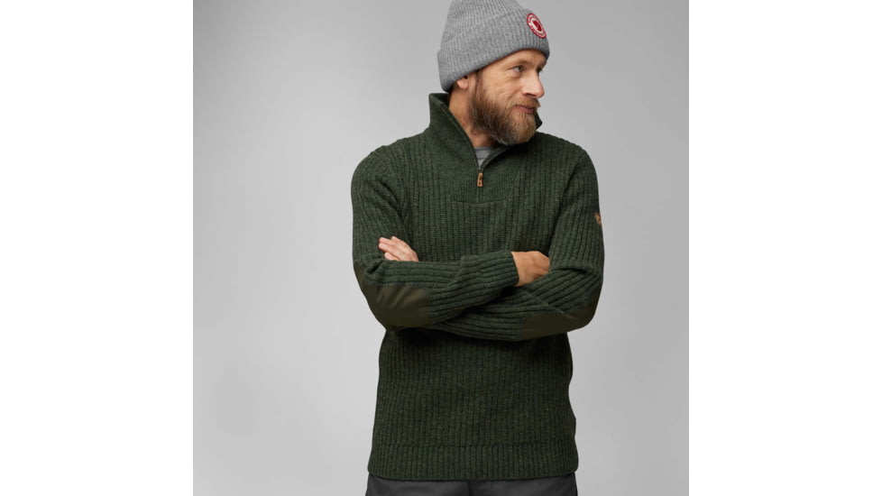 Fjallraven Ovik Half Zip Knit - Mens, Deep Forest, Medium, F86672-662-M