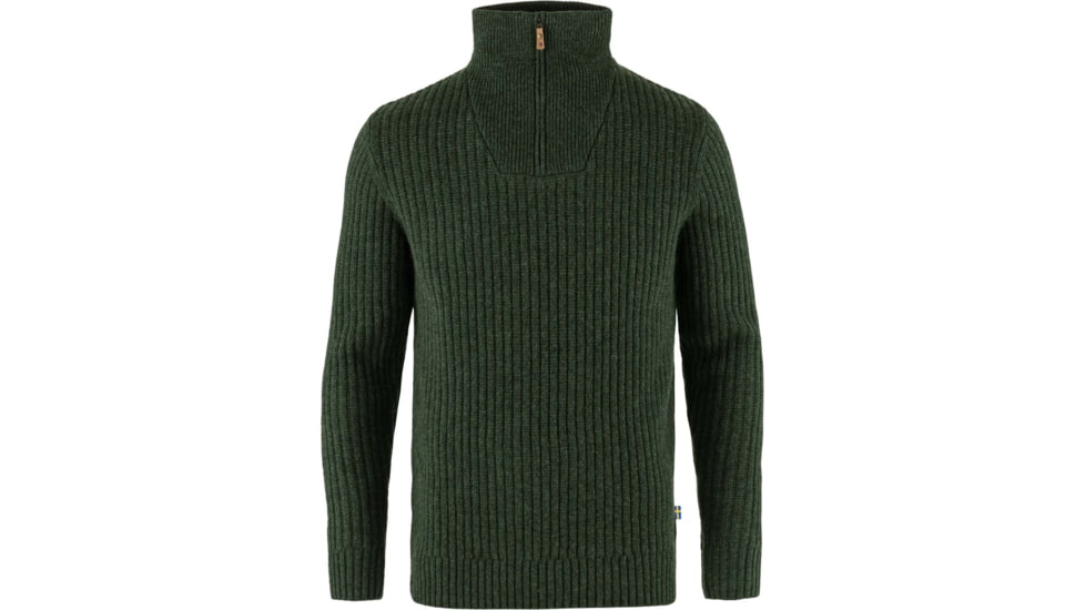 Fjallraven Ovik Half Zip Knit - Mens, Deep Forest, Medium, F86672-662-M