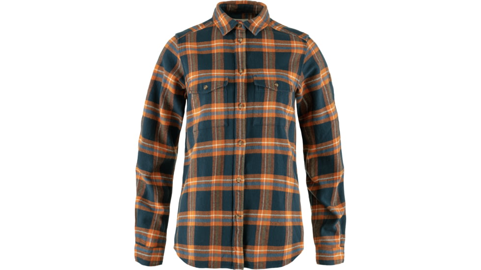 Fjallraven Ovik Heavy Flannel Shirt - Womens, Mountain Blue/Terracotta Brown, Medium, F86999-570-243-M