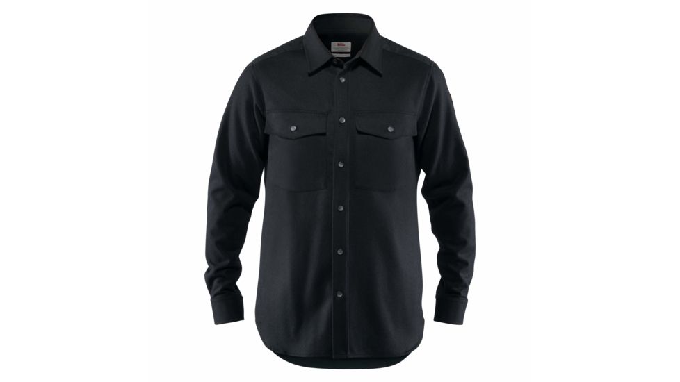 Fjallraven Ovik Re-Wool Shirt Long Sleeve - Mens, Black, Small, F81885-550-S