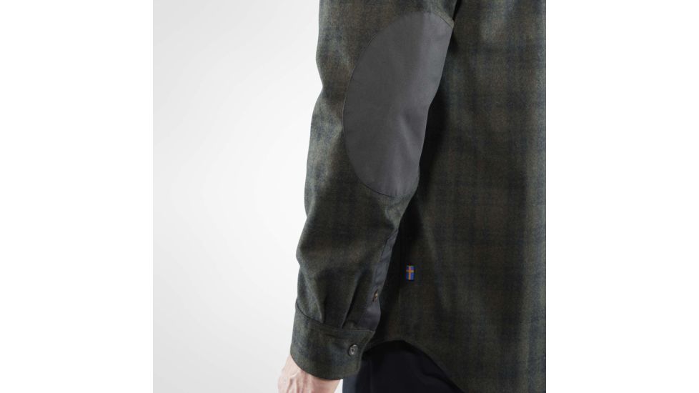 Fjallraven Ovik Re-Wool Shirt Long Sleeve - Mens, Dark Grey-Olive, Small, F81885-030-630-S