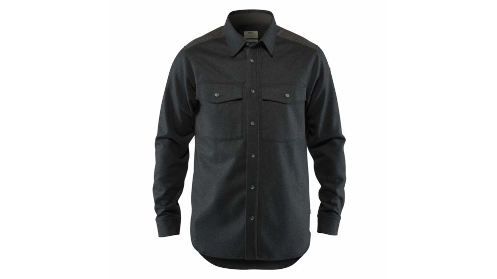 Fjallraven Ovik Re-Wool Shirt Long Sleeve - Mens, Dark Grey, Small, F81885-030-S