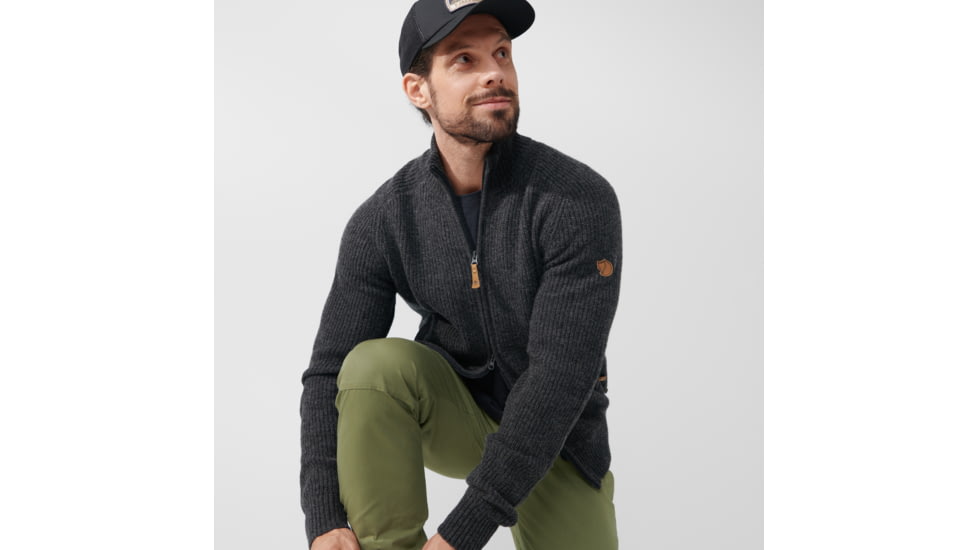 Fjallraven Ovik Zip Cardigan Knit - Mens, Dark Grey, Extra Large, F87071-030-XL
