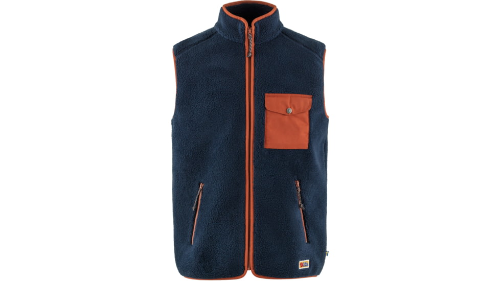Fjallraven Vardag Pile Fleece Vest - Mens, Navy-Autumn Leaf, Medium, F87073-560-215-M