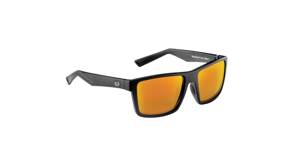 Flying Fisherman 7826BAR Swirl Sunglasses Matte Black Frame Amber-Red Mirror Lens, AcuTint Polarized Lens System, 7826BAR