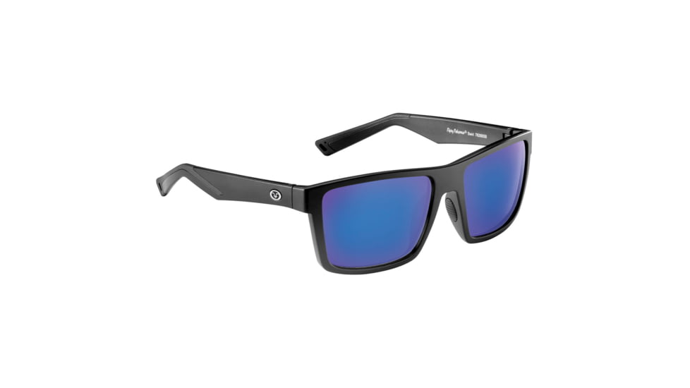 Flying Fisherman 7826BSB Swirl Sunglasses Matte Black Frame Smoke-Blue Mirror Lens, AcuTint Polarized Lens System, 7826BSB
