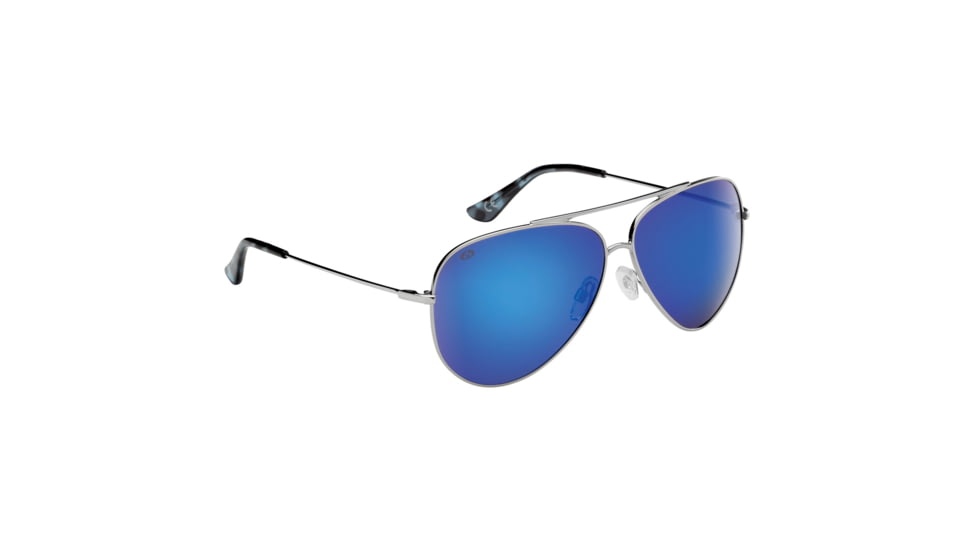 Flying Fisherman 7874SSB Crew Sunglasses, Silver Frame Smoke-Blue Mirror Polarized Lens, Medium to Large Fit, 7874SSB