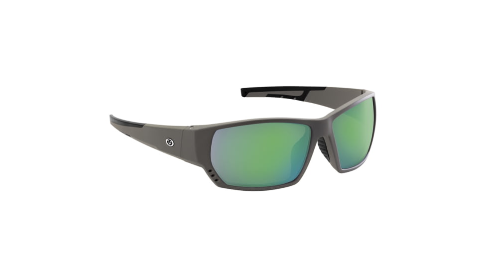 Flying Fisherman 7883GAG Drop Back Sunglasses, Matte Gray Soft-Touch Frame, Amber-Green Mirror Lens, Medium Fit, 7883GAG