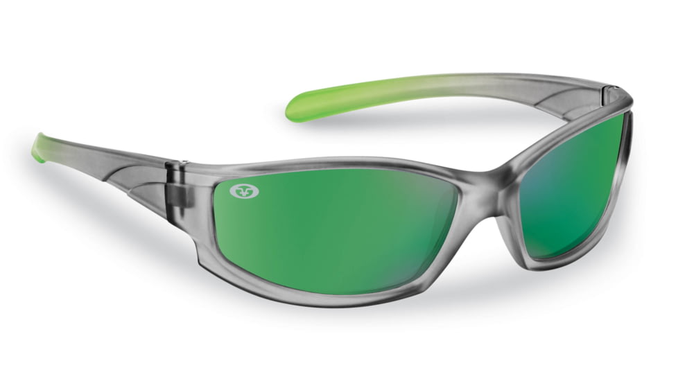 Flying Fisherman 7895GAG Buoy Jr Angler Polarized Sunglasses Gray-Lime Frame, Green Mirror Lens, 7895GAG