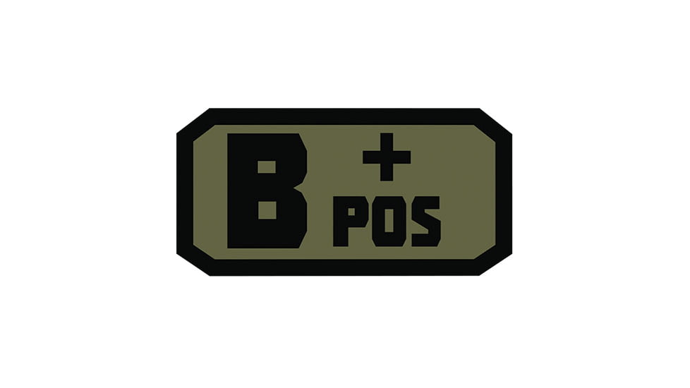Fox Outdoor Medical and Morale Patches, B Pos - Black/Olive Drab, 84P-042