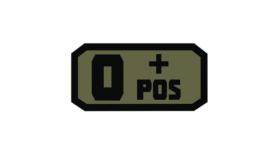 Fox Outdoor Medical and Morale Patches, O Pos - Black/Olive Drab, 84P-046