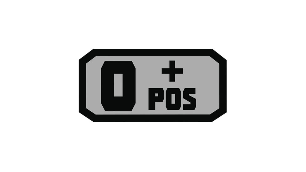 Fox Outdoor Medical and Morale Patches, O Pos - Grey/Black, 84P-056