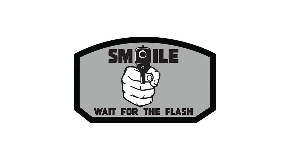 Fox Outdoor Medical and Morale Patches, Smile Wait For Flash - Grey, 84P-321