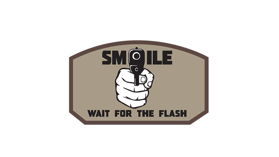 Fox Outdoor Medical and Morale Patches, Smile Wait For Flash - Khaki, 84P-322