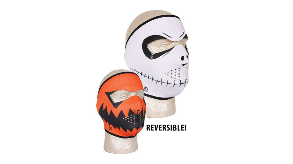 Fox Outdoor Neoprene Thermal Face Mask, Skelly Reverses To Pumpkin, 72-624