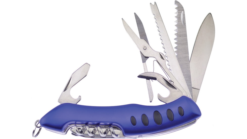 Frost Multi-Tool Blue Multi-Tools, Folding Knife, 3.88in Closed, Blue Aluminum Handle, Blue, FC-26BL