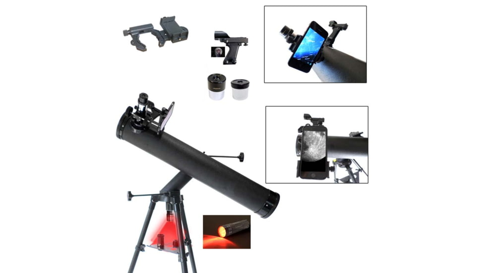 Galileo 800mm x 80mm Astronomical Reflector Telescope w/ Smartphone Adapter, Black, SS-80080TRLED
