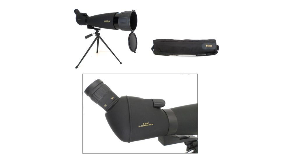 Galileo G-90SP 30-90x90mm Zoom Spottig Scope w/Smartphone Adapter and Shoulder Case, Black, NSN N, G-90SP