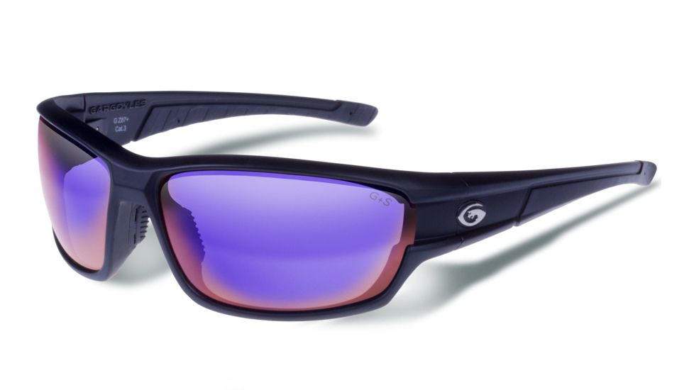 Gargoyles HAVOC Sunglasses, Matte Black Frame, Smoke Polarized with Plasma Mirror Lens, Polarized, 10700193.QTM