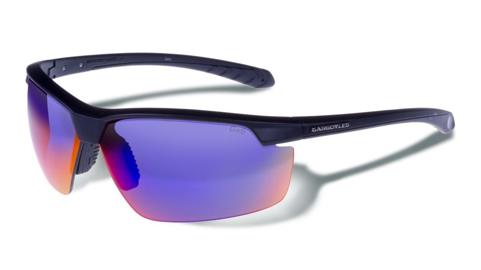 Gargoyles STAKEOUT Sunglasses, Matte Black Frame, Smoke with Plasma Mirror Lens, 10700211.QTM