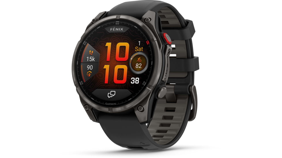 Garmin Fenix 8 Pro Unisex Watches, 47mm Case Diameter, Titanium Bezel, Black/Pebble Gray Silicone Band, 010-03198-00