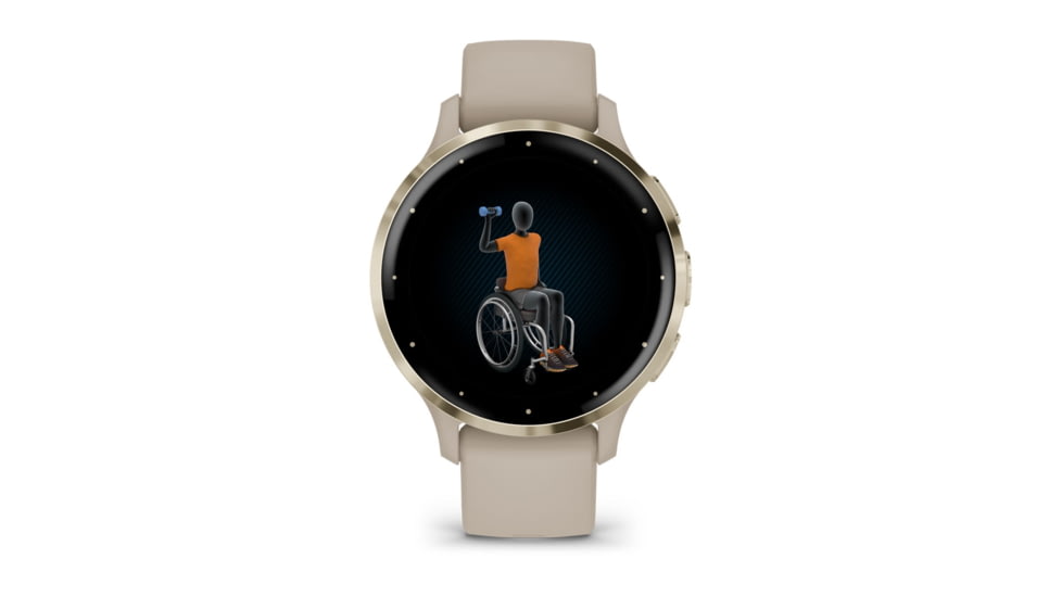 Garmin Venu 3S Watch, Soft Gold Stainless Steel Bezel w/ French Gray Case and Silicone Band, 010-02785-02
