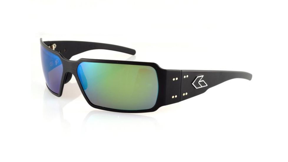 Gatorz Boxster Sunglasses, Black Frame, Brown Polarized w/Green Lens, Polarized, BOXBLK03P-G
