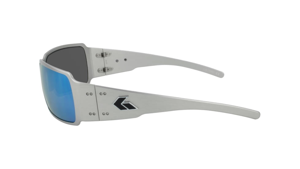 Gatorz Boxster Sunglasses, Brushed Frame, Smoked Polarized W/ Blue Mirror Lens, BOXBRU01P-B