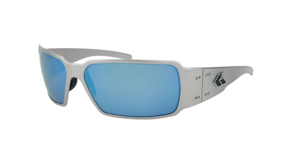 Gatorz Boxster Sunglasses, Brushed Frame, Smoked Polarized W/ Blue Mirror Lens, BOXBRU01P-B