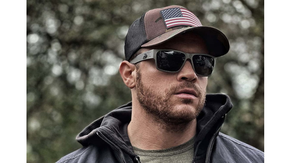 Gatorz Delta Sunglasses, Cerakote Gun Metal Frame, Smoke Polarized Lens, Matte Black Plug, GDELCGUN01PMBP