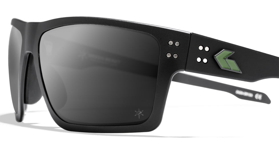 Gatorz Green Beret Foundation Sentix Sunglasses, Black w/GBF Green Logo Frame, Smoke Polarized Lens, 841235130199